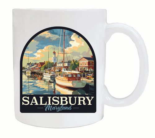 Salisbury Maryland Port of Salisbury Marina Design Souvenir 12 oz Ceramic Coffee Mug White 4-Pack