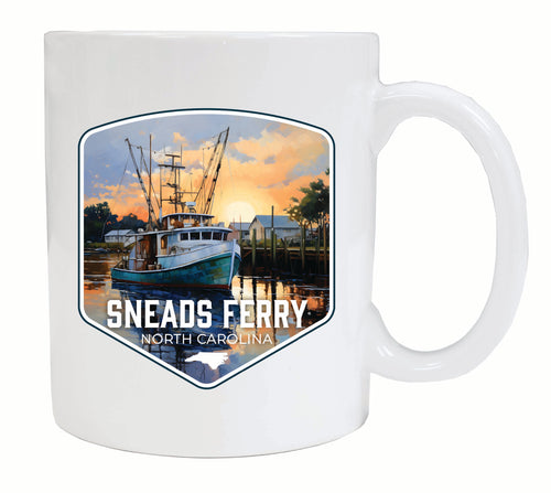 Sneads Ferry North Carolina Shrimp Boat Design Souvenir 12 oz Ceramic Coffee Mug White 2-Pack