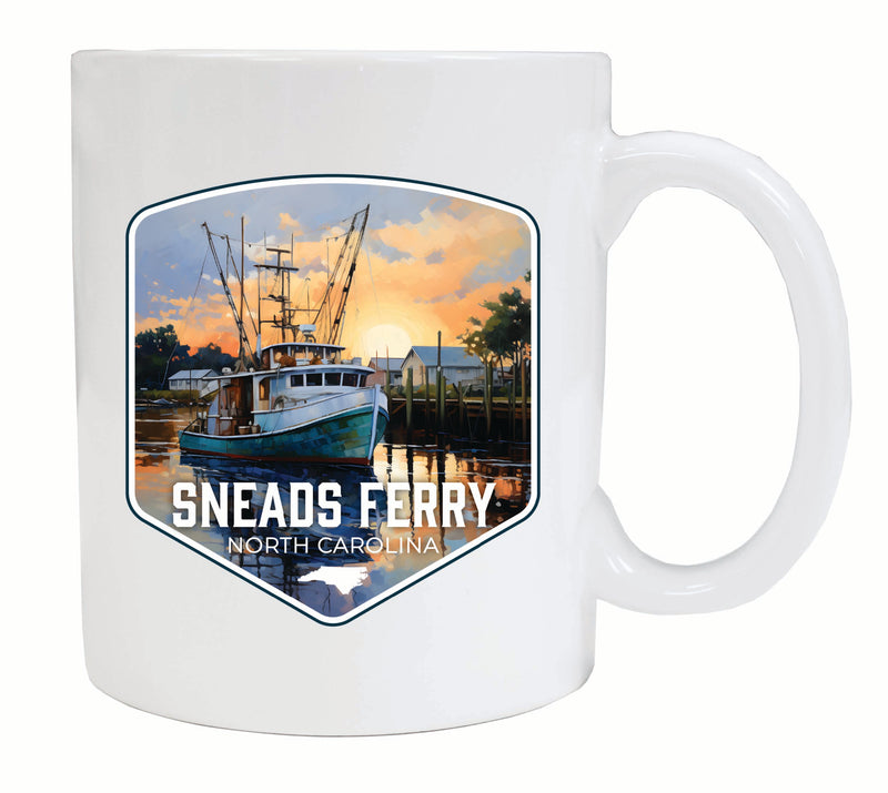 Sneads Ferry North Carolina Shrimp Boat Design Souvenir 12 oz Ceramic Coffee Mug White 2-Pack