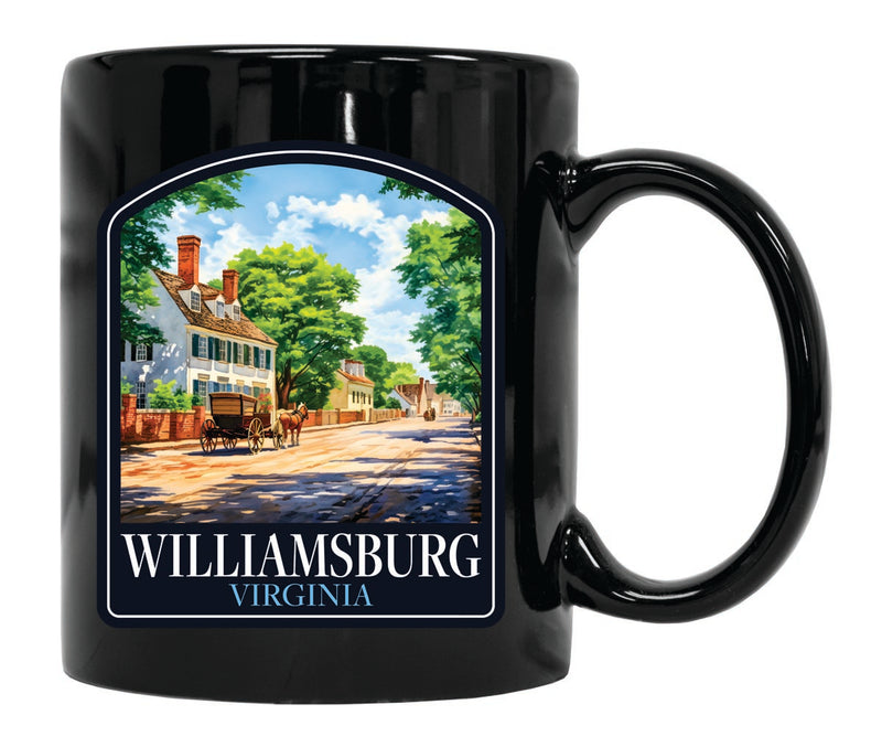 Williamsburg Virginia Souvenir 12 oz Ceramic Coffee Mug Black