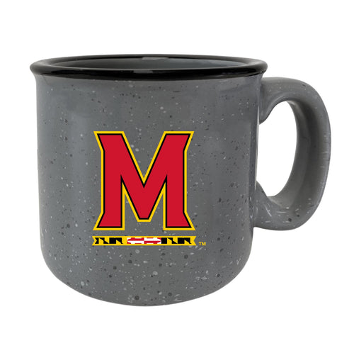 Maryland Terrapins 16 oz ceramic camper mug with speckled design and logo, available in multiple colors. Perfect for showing team pride while enjoying your favorite hot beverage.
