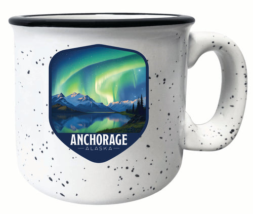 Anchorage Alaska Aurora Borealis Design Souvenir 16 oz Ceramic camping mug White 2-Pack
