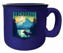 Load image into Gallery viewer, Anchorage Alaska Moose and Mountains Design Souvenir 16 oz Ceramic camping mug
