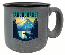 Load image into Gallery viewer, Anchorage Alaska Moose and Mountains Design Souvenir 16 oz Ceramic camping mug

