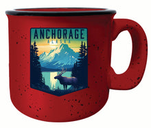 Load image into Gallery viewer, Anchorage Alaska Moose and Mountains Design Souvenir 16 oz Ceramic camping mug
