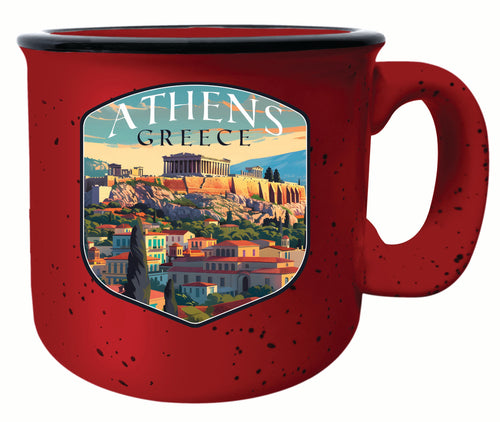 Athens Greece Acropolis Cityscape Design Souvenir 16 oz Ceramic camping mug Red 4-Pack