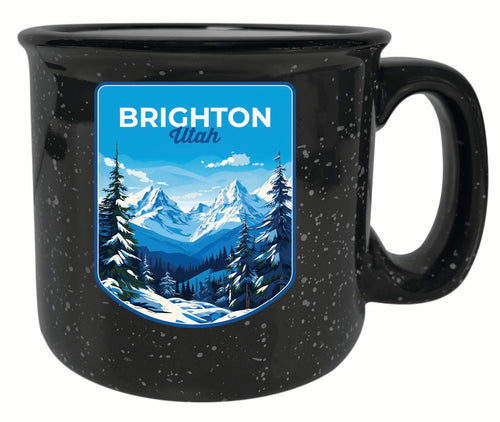 Brighton Utah Ski Resort Mountain Design Souvenir 16 oz Ceramic camping mug Black Single