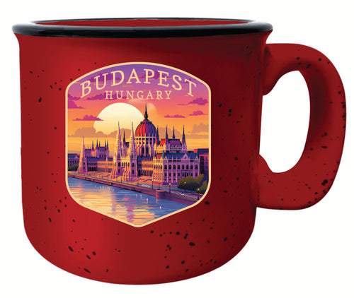 Budapest Hungary Parliament Building Design Souvenir 16 oz Ceramic camping mug Red 2-Pack
