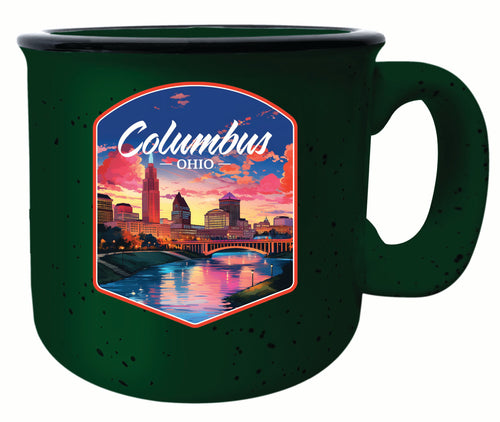 Columbus Ohio Sunset Cityscape Design Souvenir 16 oz Ceramic camping mug Green 2-Pack