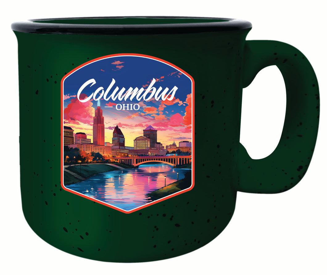 Columbus Ohio Sunset Cityscape Design Souvenir 16 oz Ceramic camping mug Green 2-Pack