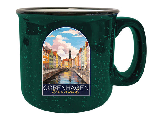 Copenhagen Denmark Design B Souvenir 16 oz Ceramic camping mug Green 4-Pack