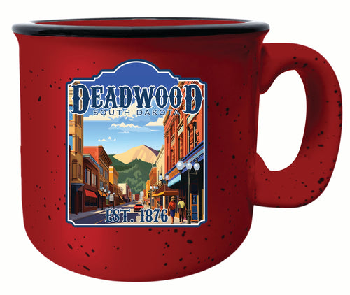 Deadwood South Dakota Wild West Design Souvenir 16 oz Ceramic camping mug Red 2-Pack