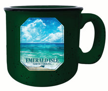 Load image into Gallery viewer, Emerald Isle North Carolina Serene Ocean Design Souvenir 16 oz Ceramic camping mug Green 4-Pack
