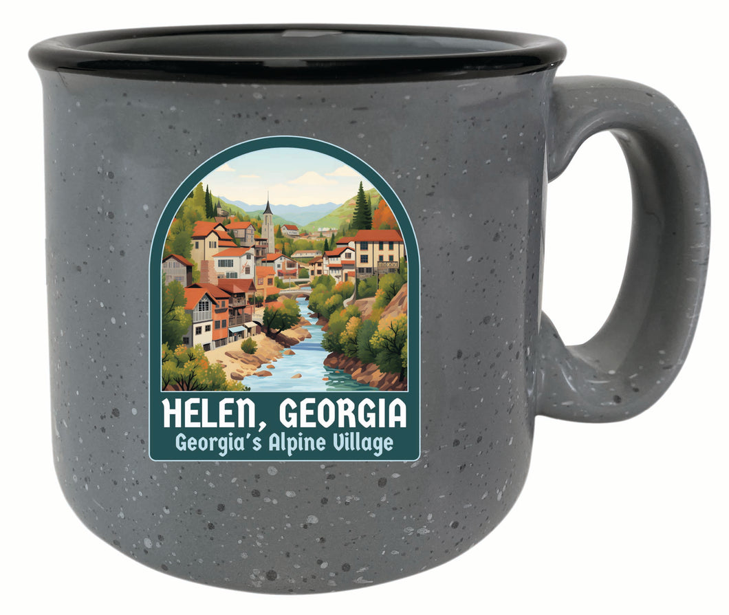 Helen Georgia Alpine Village Design Souvenir 16 oz Ceramic camping mug Gray 2-Pack