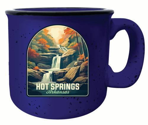 Hot Springs Arkansas Autumn Waterfall Design Souvenir 16 oz Ceramic camping mug Blue 2-Pack