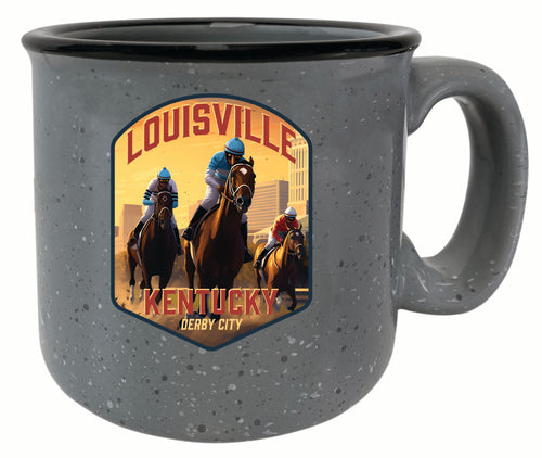 Louisville Kentucky Derby City Design Souvenir 16 oz Ceramic camping mug Gray Single