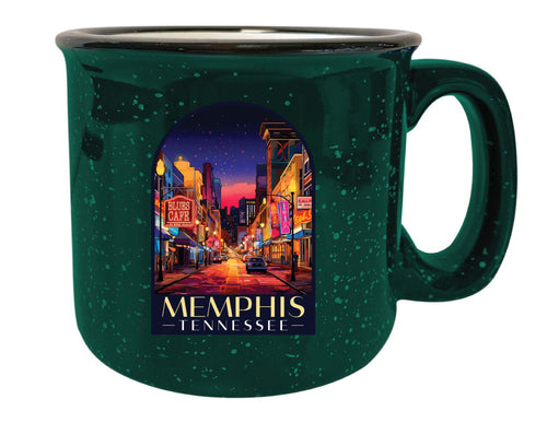 Memphis Tennessee Design C Souvenir 16 oz Ceramic camping mug Green Single