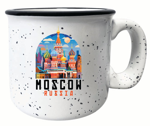 Moscow Russia Saint Basil's Cathedral Illustration Design Souvenir 16 oz Ceramic camping mug White 2-Pack