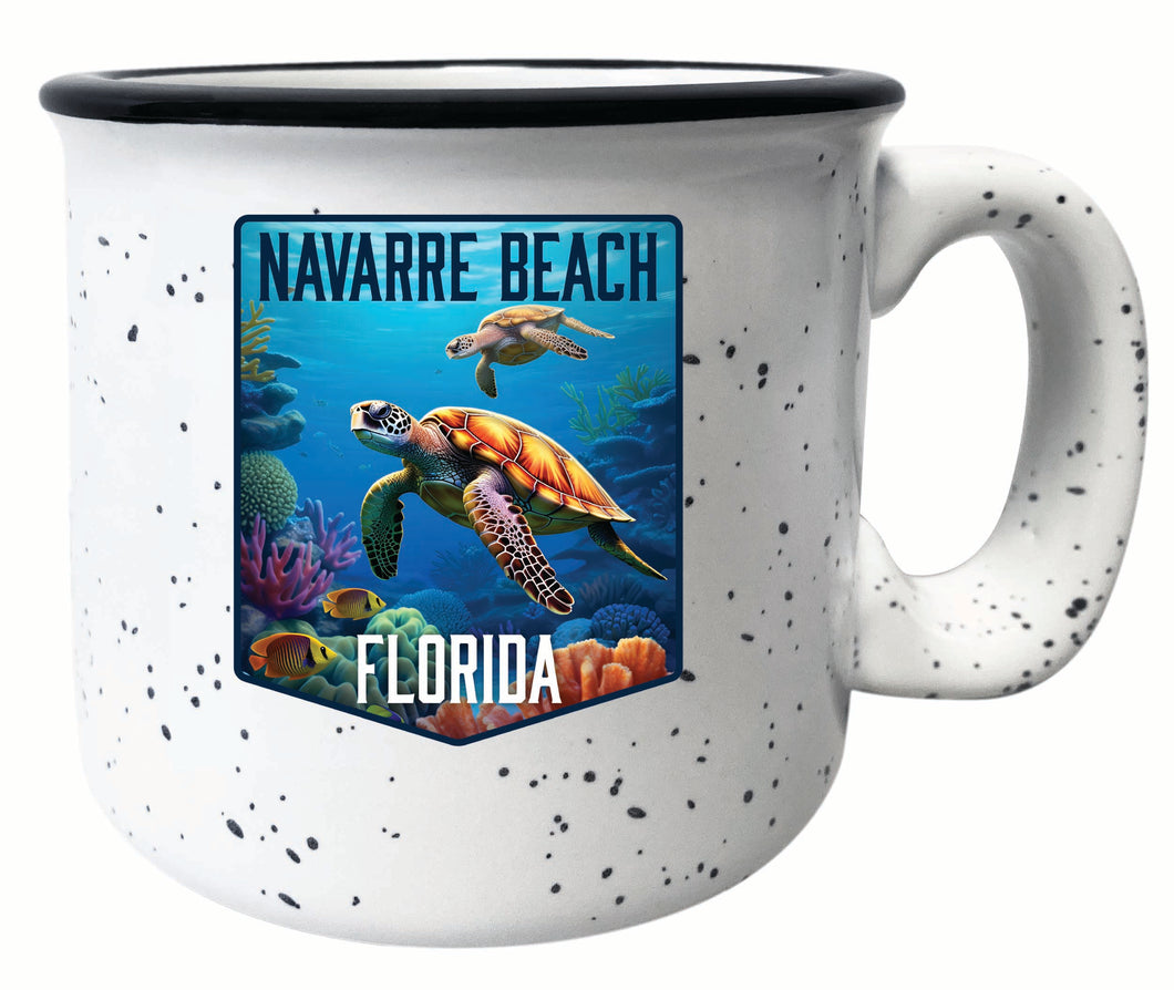 Navarre Beach Florida Underwater Turtle Design Souvenir 16 oz Ceramic camping mug White 2-Pack