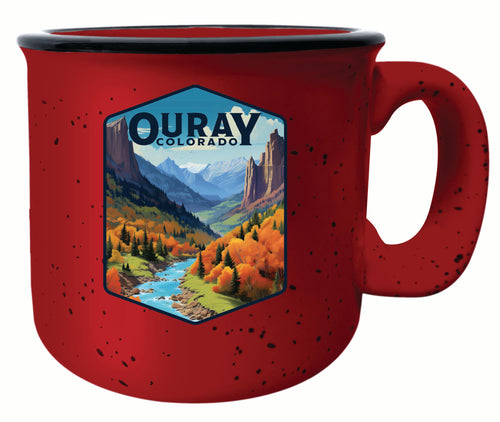 Ouray Colorado Mountain and River Design Souvenir 16 oz Ceramic camping mug Red 4-Pack