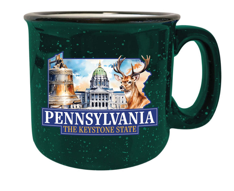 Pennsylvania Design D Souvenir 16 oz Ceramic camping mug Green 2-Pack