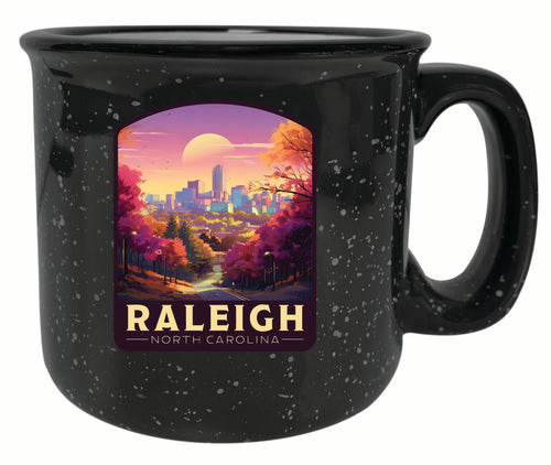 Raleigh North Carolina City of Oaks Design Souvenir 16 oz Ceramic camping mug Black 2-Pack