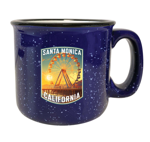 Santa Monica California Design C Souvenir 16 oz Ceramic camping mug Navy Single