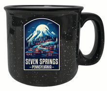 Load image into Gallery viewer, Seven Springs Pennsylvania Snowy Village Design Souvenir 16 oz Ceramic camping mug
