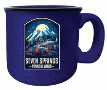 Load image into Gallery viewer, Seven Springs Pennsylvania Snowy Village Design Souvenir 16 oz Ceramic camping mug
