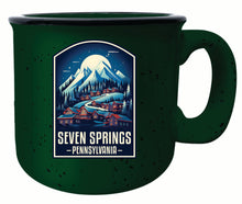 Load image into Gallery viewer, Seven Springs Pennsylvania Snowy Village Design Souvenir 16 oz Ceramic camping mug
