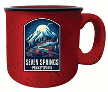 Load image into Gallery viewer, Seven Springs Pennsylvania Snowy Village Design Souvenir 16 oz Ceramic camping mug
