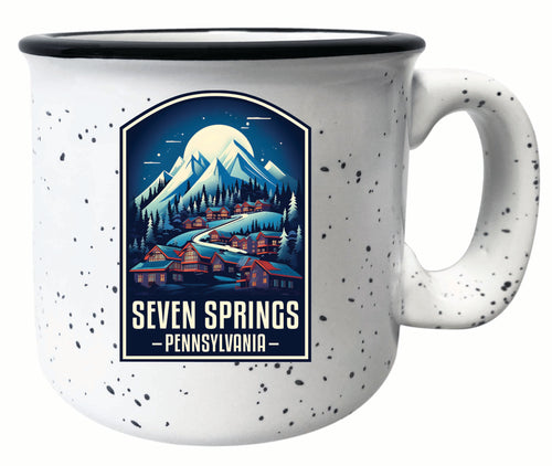 Seven Springs Pennsylvania Snowy Village Design Souvenir 16 oz Ceramic camping mug White 4-Pack