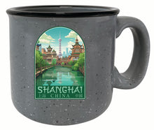 Load image into Gallery viewer, Shanghai China Old Town Design Souvenir 16 oz Ceramic camping mug Gray 4-Pack
