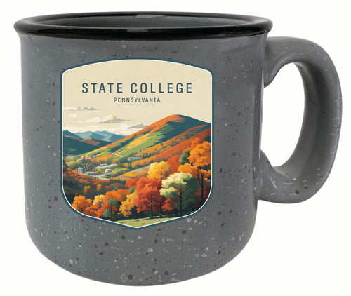 State College Pennsylvania Autumn Mountains Design Souvenir 16 oz Ceramic camping mug Gray 4-Pack