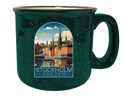 Stockholm Sweden Design A Souvenir 16 oz Ceramic camping mug Green 2-Pack