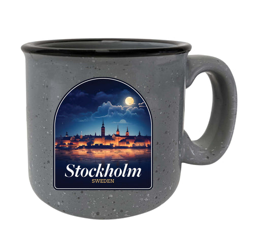 Stockholm Sweden Design B Souvenir 16 oz Ceramic camping mug Gray 4-Pack