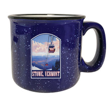 Load image into Gallery viewer, Stowe Mountain Vermont Design B Souvenir 16 oz Ceramic camping mug Navy 2-Pack
