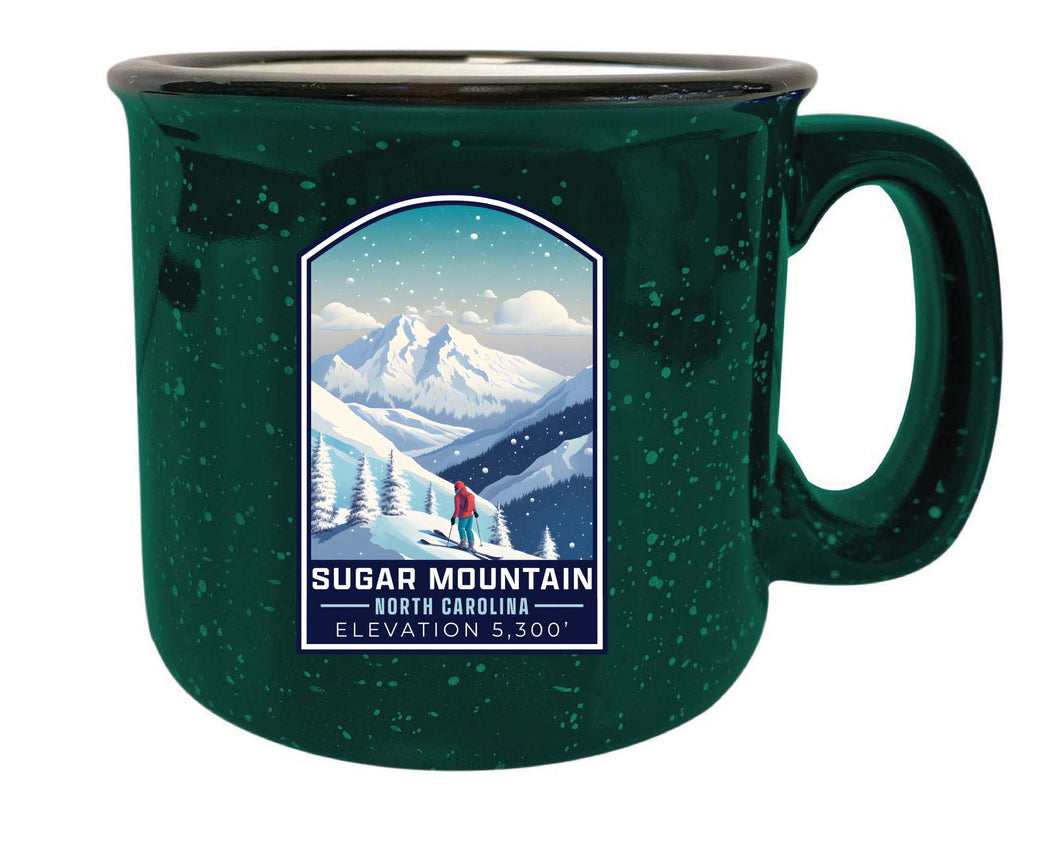 Sugar Mountain North Carolina Design B Souvenir 16 oz Ceramic camping mug Green Single
