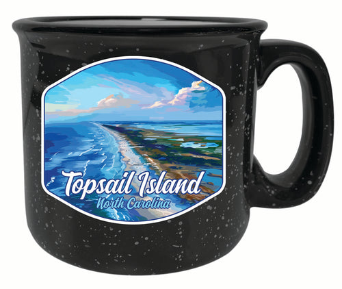 Topsail Island North Carolina Aerial View Design Souvenir 16 oz Ceramic camping mug Black Single