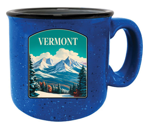 Vermont Design A Souvenir 16 oz Ceramic camping mug Blue 2-Pack