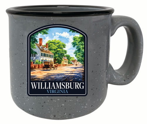 Williamsburg Virginia Colonial Street Design Souvenir 16 oz Ceramic camping mug Gray Single