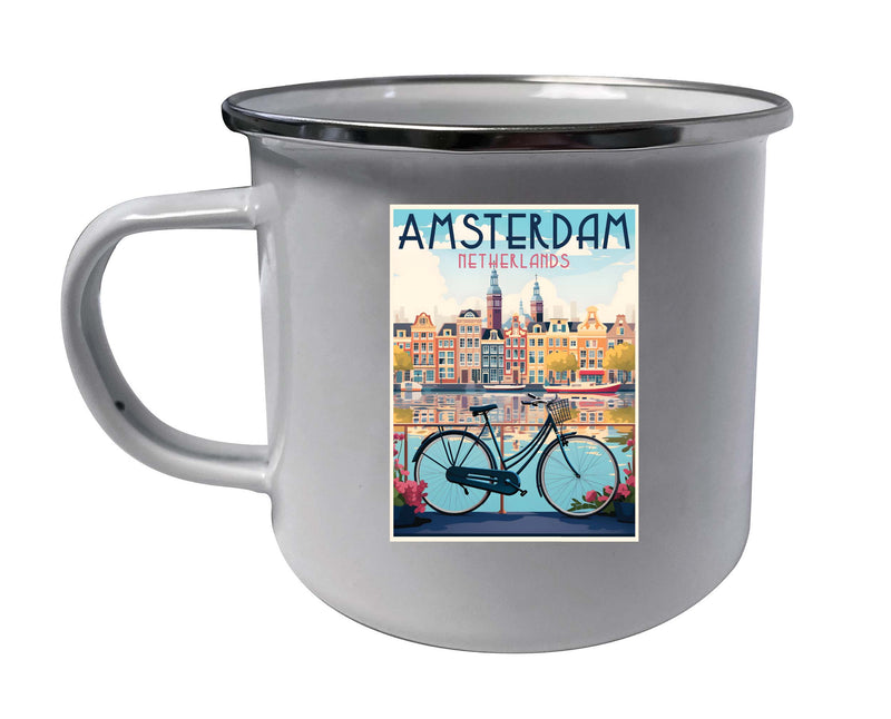 Amsterdam Netherlands Design A Souvenir Tin Camper Coffee Mug White 2-Pack