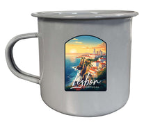 Load image into Gallery viewer, Lisbon Portugal Design B Souvenir Tin Camper Coffee Mug Gray 2-Pack
