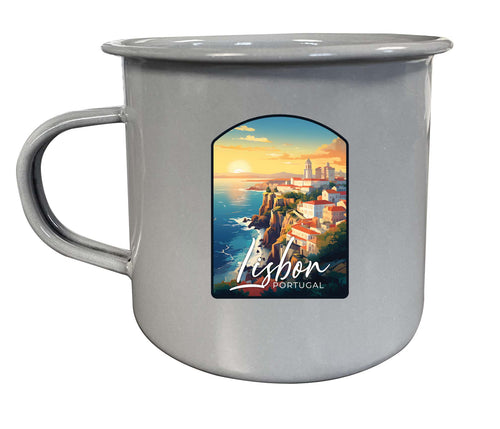 Lisbon Portugal Design B Souvenir Tin Camper Coffee Mug Gray 2-Pack