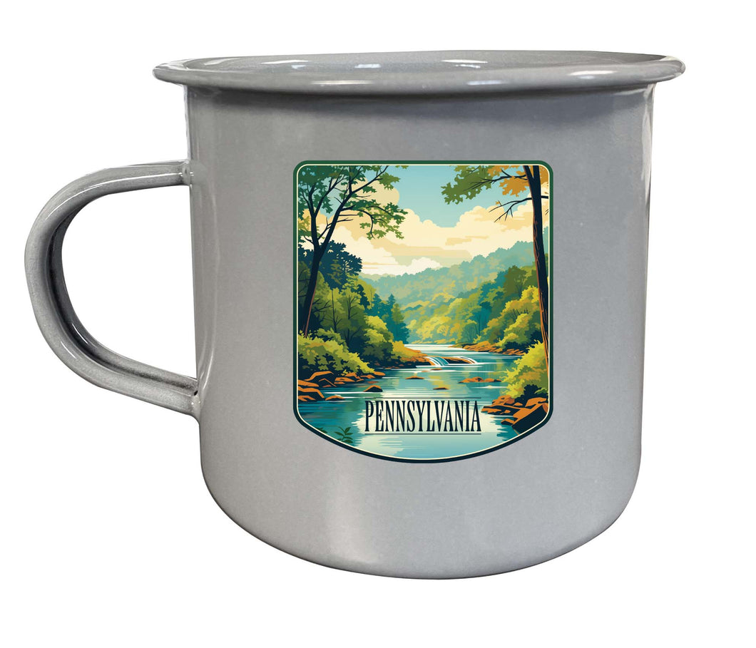 Pennsylvania Design B Souvenir Tin Camper Coffee Mug Gray 4-Pack