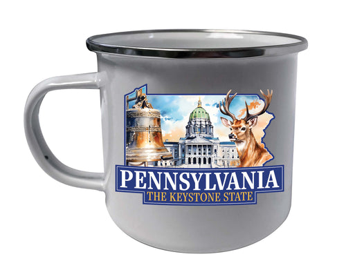 Pennsylvania Design D Souvenir Tin Camper Coffee Mug White 4-Pack