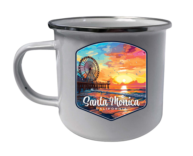 Santa Monica California Design A Souvenir Tin Camper Coffee Mug White 4-Pack