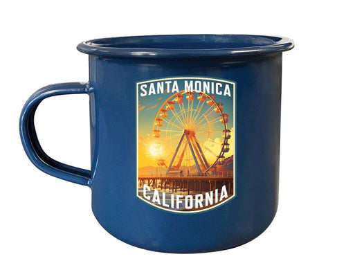 Santa Monica California Design C Souvenir Tin Camper Coffee Mug Navy Single