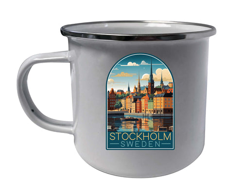 Stockholm Sweden Design A Souvenir Tin Camper Coffee Mug White 4-Pack