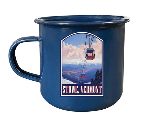Stowe Mountain Vermont Design B Souvenir Tin Camper Coffee Mug Navy 4-Pack